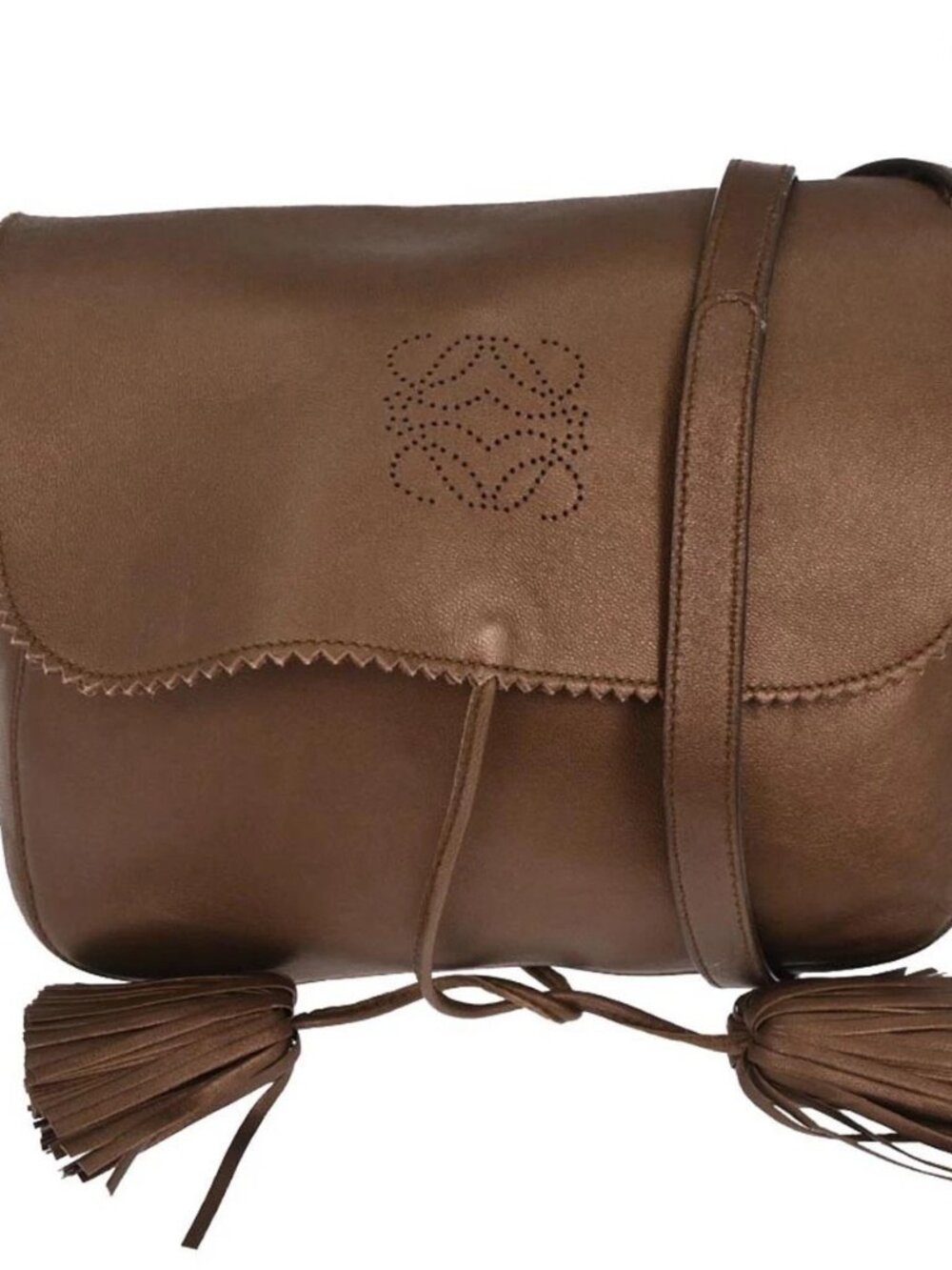LOEWE Flamenco Tassel Shoulder Bag Brown Brass